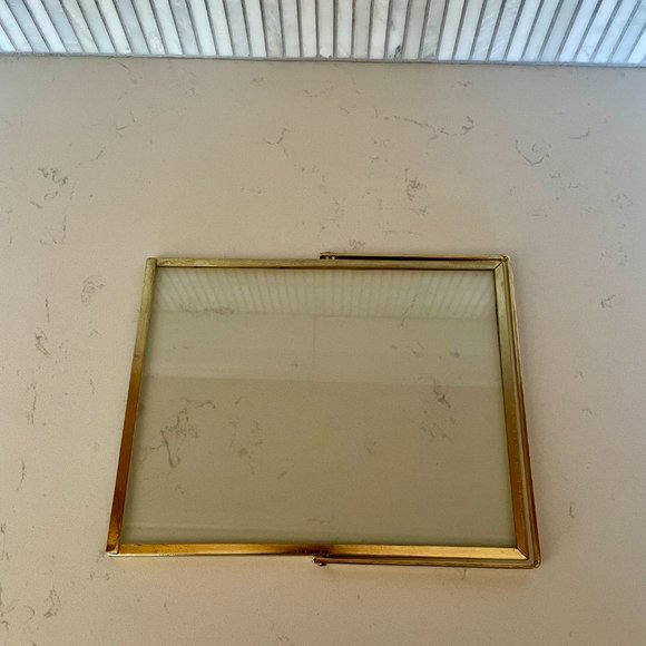 Double-Sided Glass Picture Frame with Gold Brass Edging Border - Picture 2 of 4